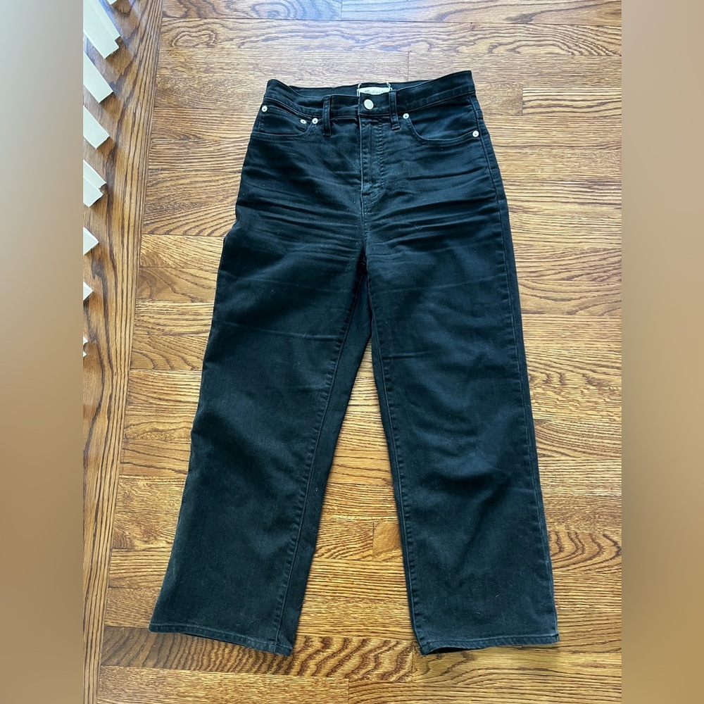 MADEWELL Slim Wide Leg Crop Denim Jeans Baggy Oversized Cropped High Waist 28
